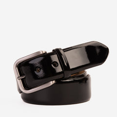 The Dodoma Black Patent Leather Belt - Vinci Leather