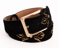 The Lazio Black Suede Leather Belt - Vinci Leather