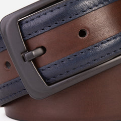 The Neiva Navy\/Brown Leather Belt - Vinci Leather