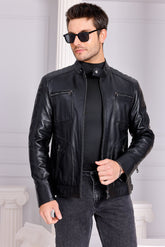 The Argento Black Leather Jacket - Vinci Leather