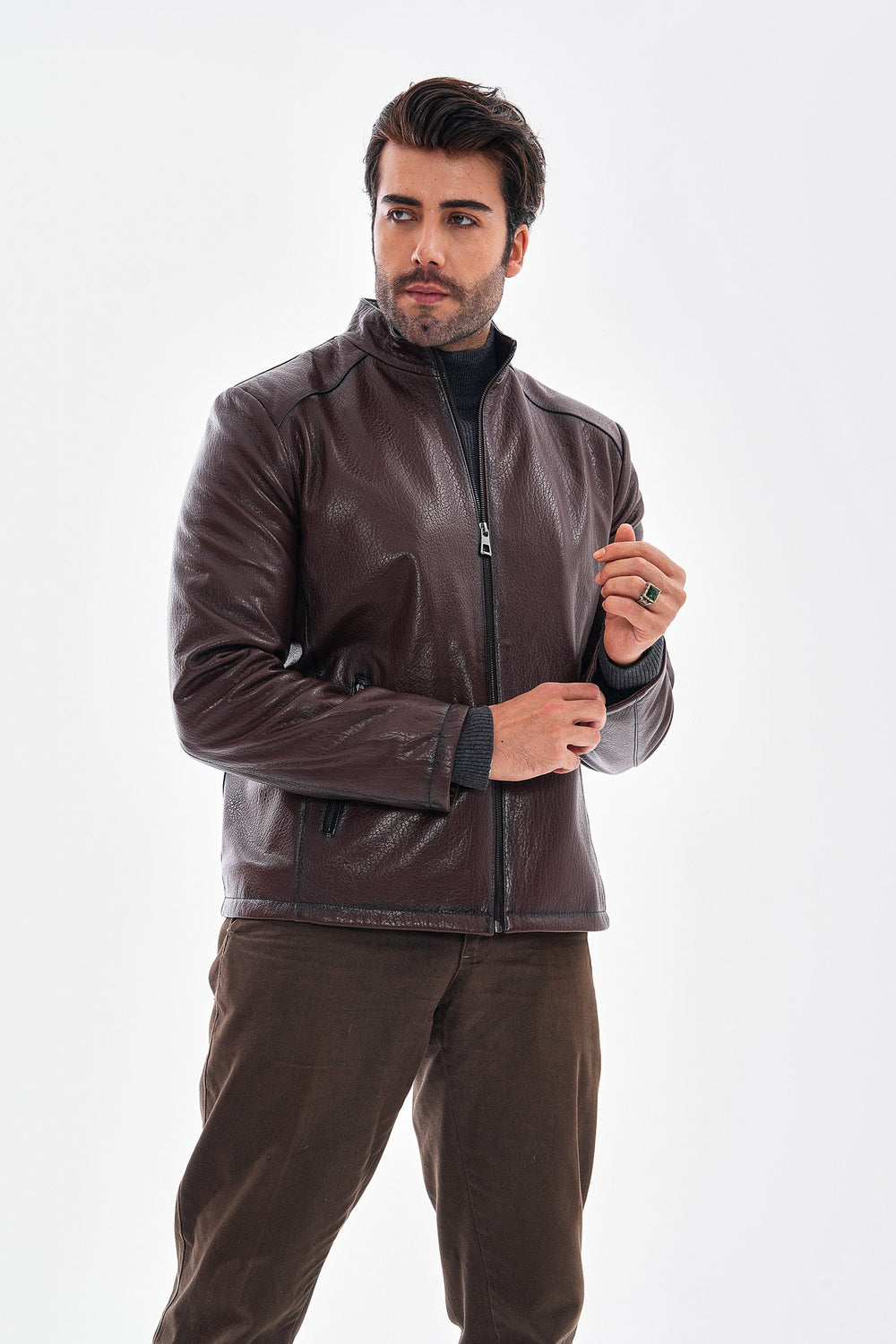 The Varden Chocolate Brown Leather Jacket - Vinci Leather