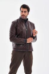 The Varden Chocolate Brown Leather Jacket - Vinci Leather