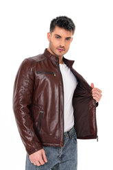 The Falcon Cognac Brown Smooth Leather Jacket - Vinci Leather