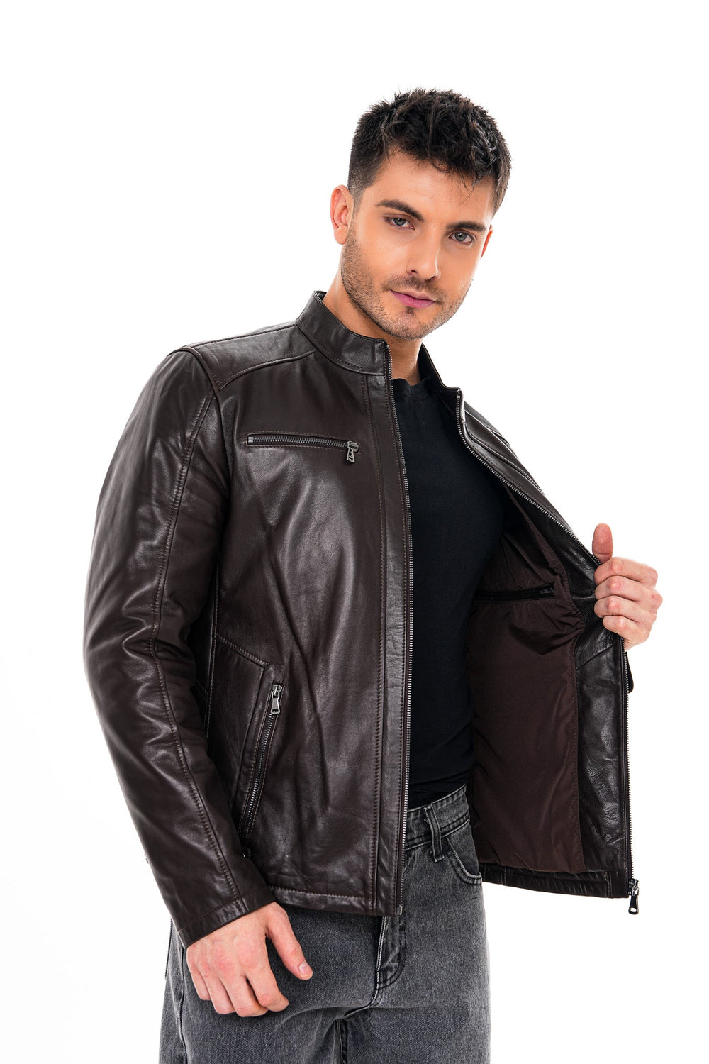 The Falcon Dark Brown Smooth Leather Jacket - Vinci Leather