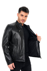 The Falcon Black Smooth Leather Jacket - Vinci Leather
