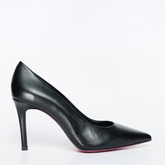 The Ege Black Leather Pump Fuchsia Sole Shoe - Vinci Leather