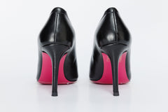 The Ege Black Leather Pump Fuchsia Sole Shoe - Vinci Leather