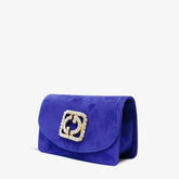 The California Sax Blue Suede Leather Handbag - Vinci Leather