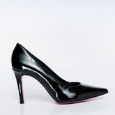 The Ege Black Patent Leather Pump Fuchsia Sole Shoe - Vinci Leather