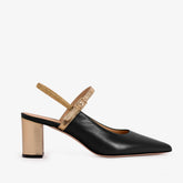 The Pompei Black Leather Slingback Sandal - Vinci Leather
