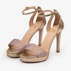 The Mars Platform Heel Gold Leather Women's Sandal - Vinci Leather