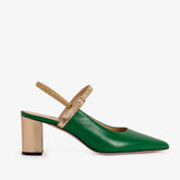 The Pompei Green Leather Slingback Sandal - Vinci Leather