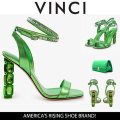 The Torola Green Stony Heel Leather Sandal Final Sale! - Vinci Leather