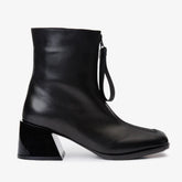 The Tackle Black Leather Block Heel Boot - Vinci Leather