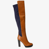 The Sao Paulo Tan Leather Knee High Platform Heel Boot - Vinci Leather