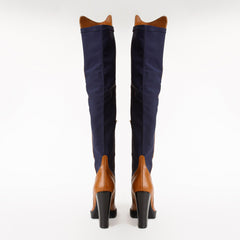 The Sao Paulo Tan Leather Knee High Platform Heel Boot - Vinci Leather