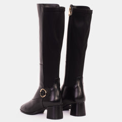 The Windsor Black Leather Knee High Boot - Vinci Leather