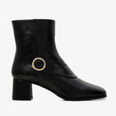 The Windsor Black Leather Block Heel Boot - Vinci Leather