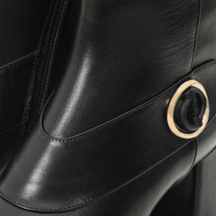 The Windsor Black Leather Block Heel Boot - Vinci Leather