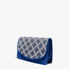 The Nampula Sax Blue Glitter Leather Handbag - Vinci Leather