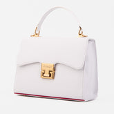 The Ege White Leather Handbag - Vinci Leather