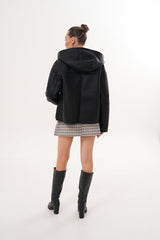 The Arlena Black Shearling Leather Jacket - Vinci Leather
