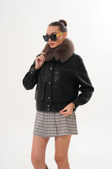 The Auretta Textured Leather Jacket - Vinci Leather