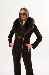 The Alessia Brown Leather Fox Fur Jacket - Vinci Leather