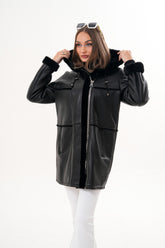 The Belluna Black Shearling Jacket - Vinci Leather