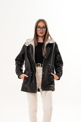 The Capri Black Hooded Leather Jacket - Vinci Leather