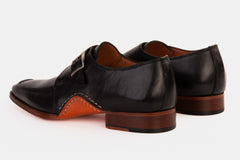 The Hagrid Black Single Monk Strap Handmade Shoe - Vinci Leather