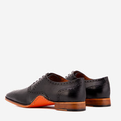 The Draco Handmade Black Semi Brogue Oxford Shoe - Vinci Leather