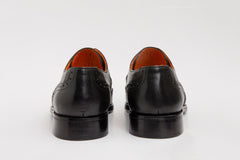 The Neiva Black White Wingtip Semi Brogue Derby Shoe - Vinci Leather