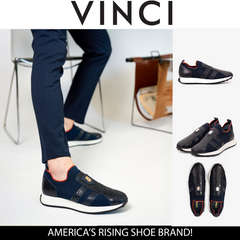 The Aslan Navy Knitted Leather Sneaker - Vinci Leather