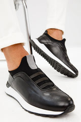 The Sonoma Black Leather Sneaker - Vinci Leather