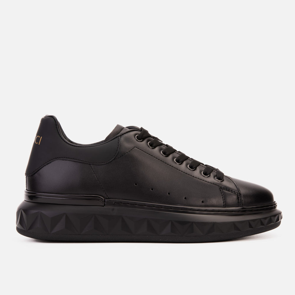 The Linq Black Leather Sneaker - Vinci Leather