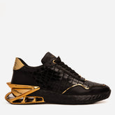 The Bellagio Black Gold Leather Sneaker - Vinci Leather