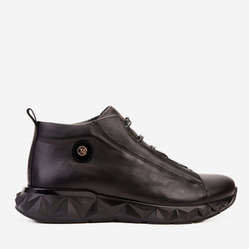 The Vertex Black Leather Men's Sneaker - Vinci Leather