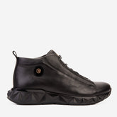 The Vertex Black Leather Men's Sneaker - Vinci Leather