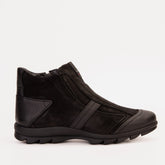 The Montreal Suede Black Leather Casual Zip-Up Ankle Boot - Vinci Leather