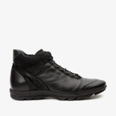 The Houston Leather Black Lace-Up Casual Boot with a Zipper - Vinci Leather