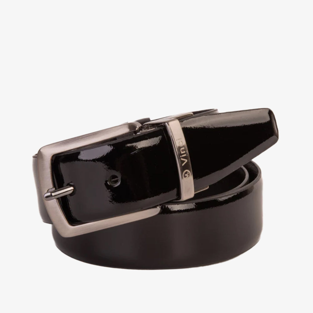 The Sun Reversible Black Patent Leather Belt - Vinci Leather