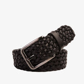 The Mclean Woven Black Leather Belt - Vinci Leather