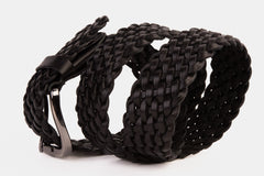 The Mclean Woven Black Leather Belt - Vinci Leather