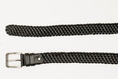 The Mclean Woven Black Leather Belt - Vinci Leather