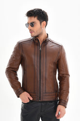 The Arezzo Brown Leather Jacket - Vinci Leather