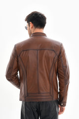 The Arezzo Brown Leather Jacket - Vinci Leather