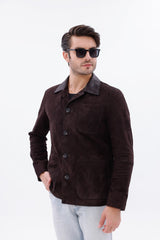 The Matera Suede Brown Leather Jacket - Vinci Leather