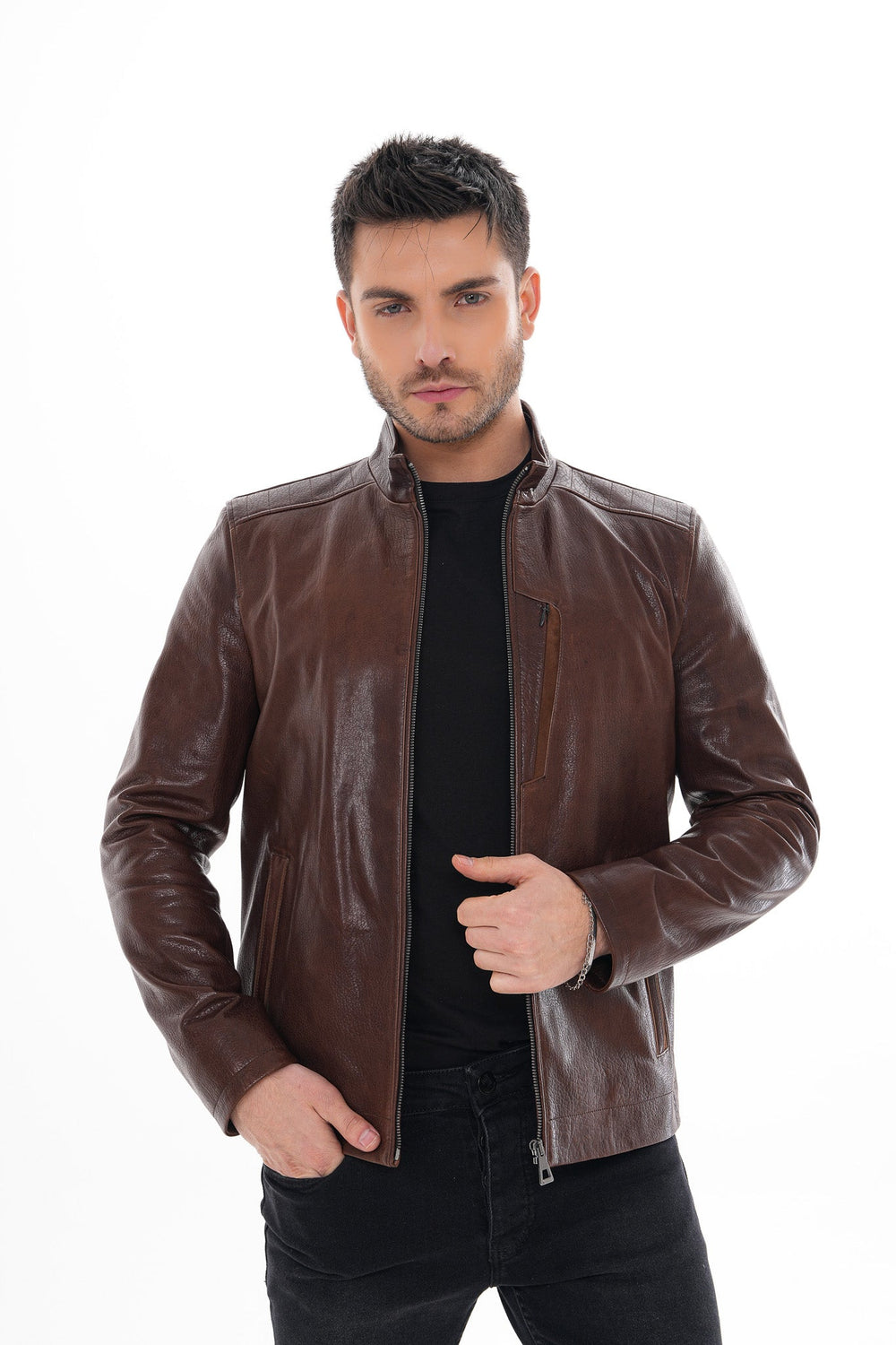 The Marco Brown Leather Jacket - Vinci Leather