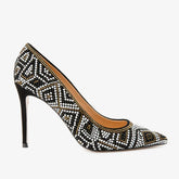The Nampula Black Glitter Leather Pump Shoe - Vinci Leather